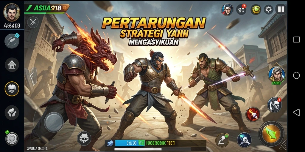 Tangkapan layar ASIA918 menampilkan aksi strategis yang mendebarkan.