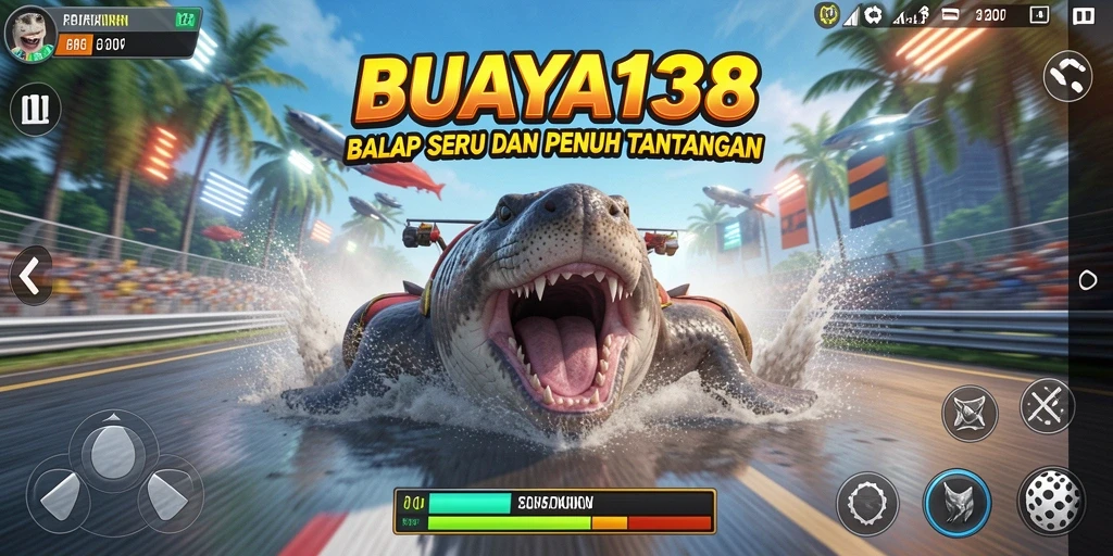Tangkapan layar gameplay BUAYA138 yang menunjukkan balapan intens.