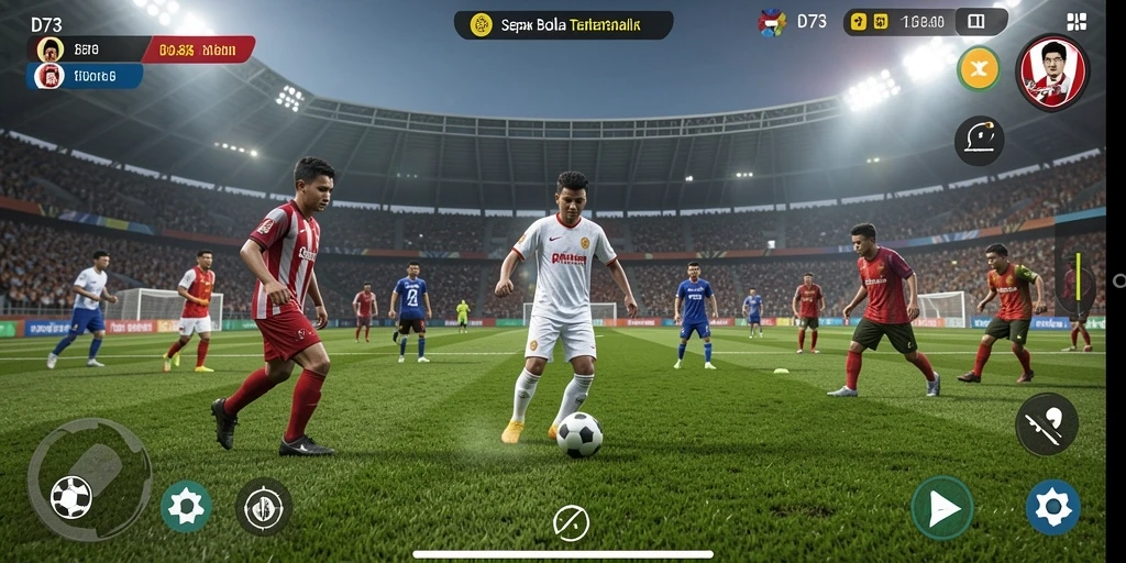 Tampilkan aksi sepak bola yang mendebarkan dan menegangkan dalam D73.
