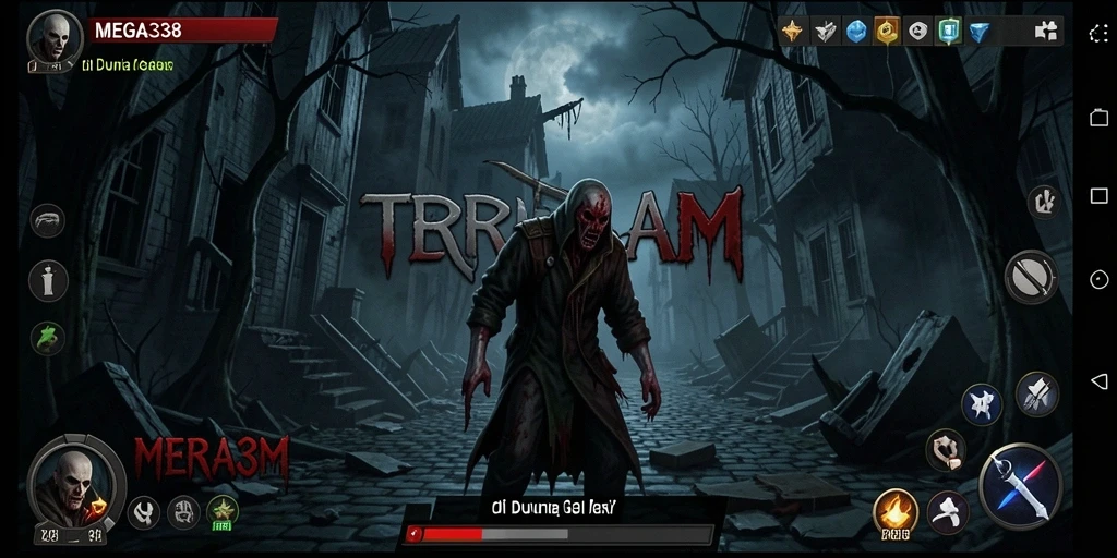 Gameplay MEGA338 menampilkan suasana mencekam dan makhluk menyeramkan.