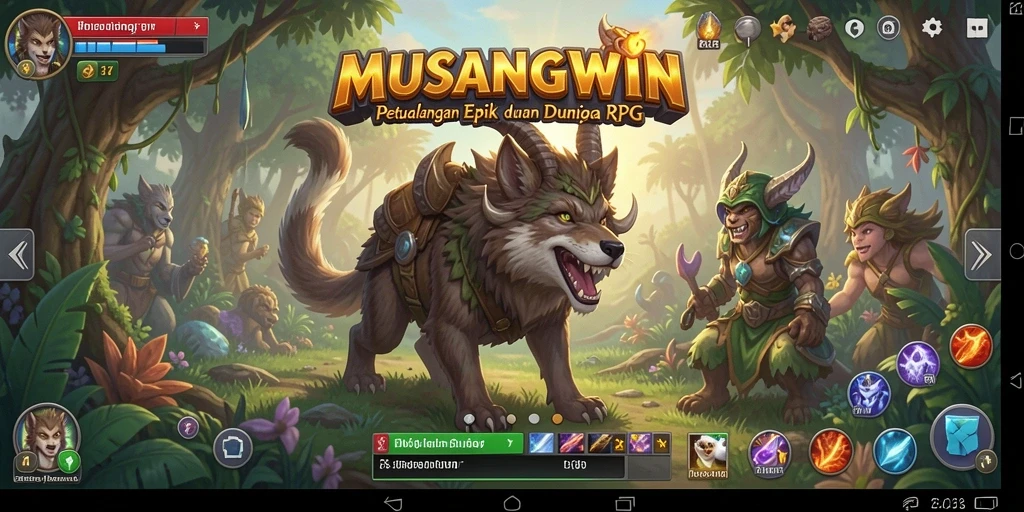 Tampilan gameplay RPG yang mendebarkan dalam MUSANGWIN.