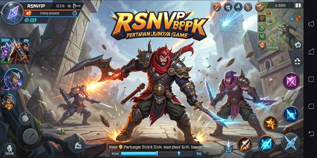 Tampilan gameplay RSNVIP dengan aksi pertarungan yang intens dan karakter beragam.